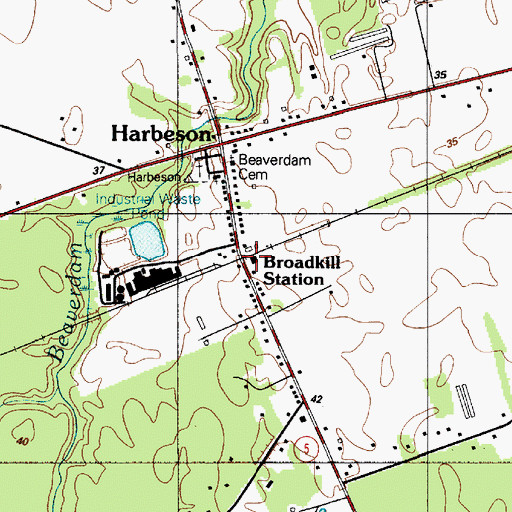 Topographic Map of Broadkill Station, DE