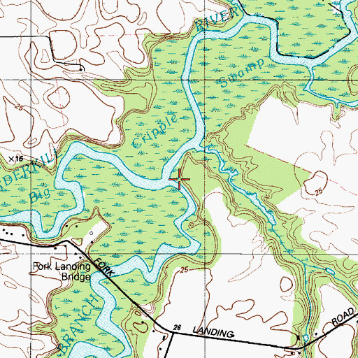Topographic Map of Browns Branch, DE