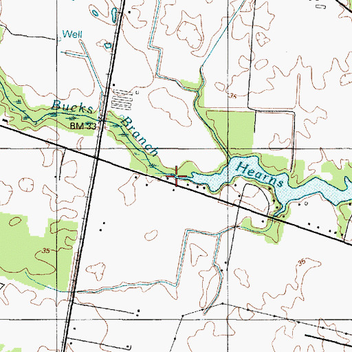 Topographic Map of Bucks Branch, DE