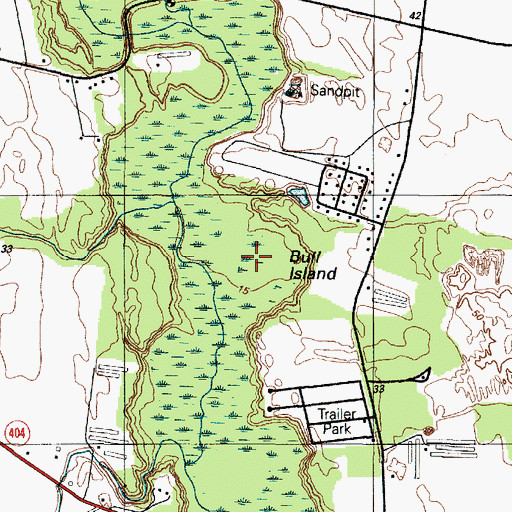 Topographic Map of Bull Island, DE