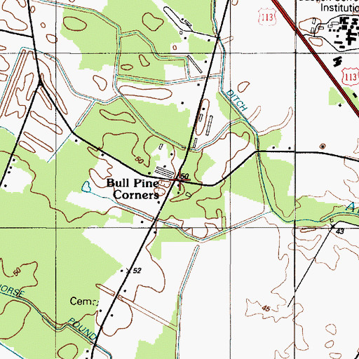Topographic Map of Bull Pine Corners, DE