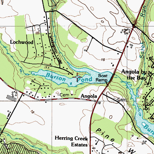 Topographic Map of Burton Pond, DE