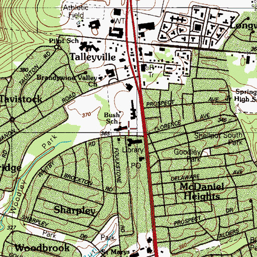 Topographic Map of Charles W Bush School, DE