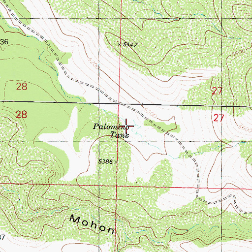 Topographic Map of Palomino Tank, AZ