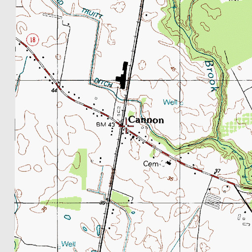 Topographic Map of Cannon, DE