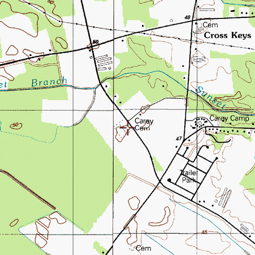 Topographic Map of Carey Cemetery, DE