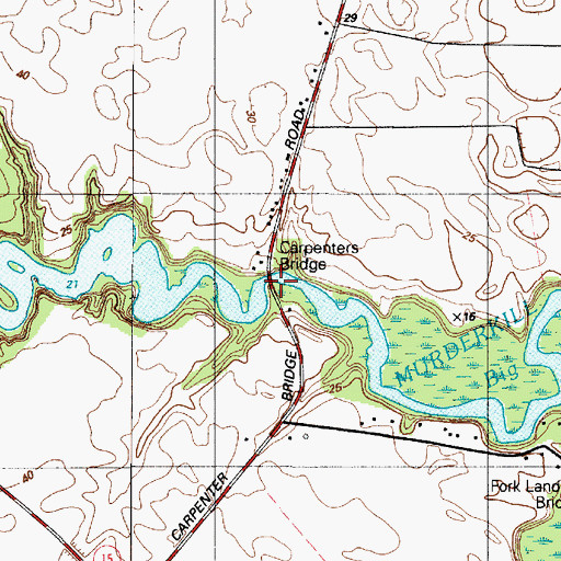 Topographic Map of Carpenters Bridge, DE