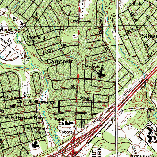 Topographic Map of Carrcroft, DE