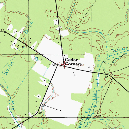 Topographic Map of Cedar Corners, DE