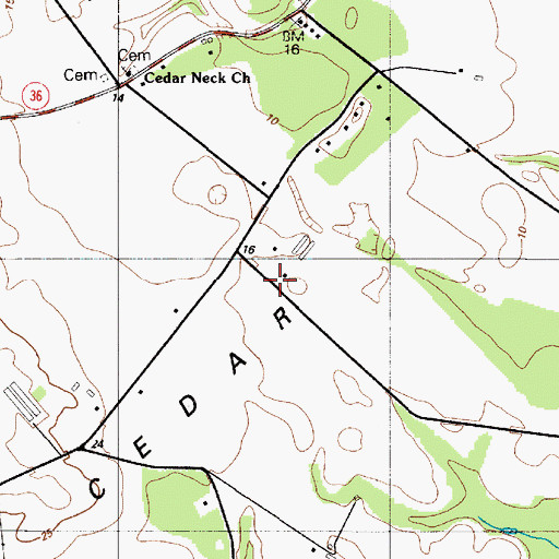 Topographic Map of Cedar Neck, DE