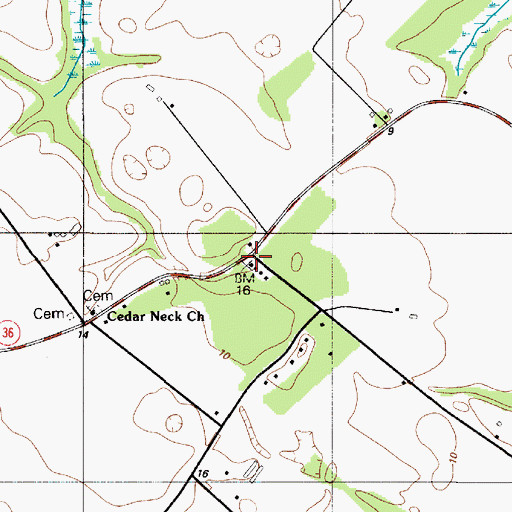 Topographic Map of Cedar Neck School, DE