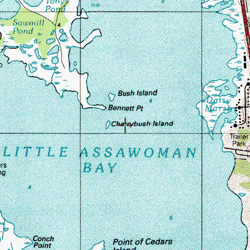 Topographic Map of Cherrybush Island, DE