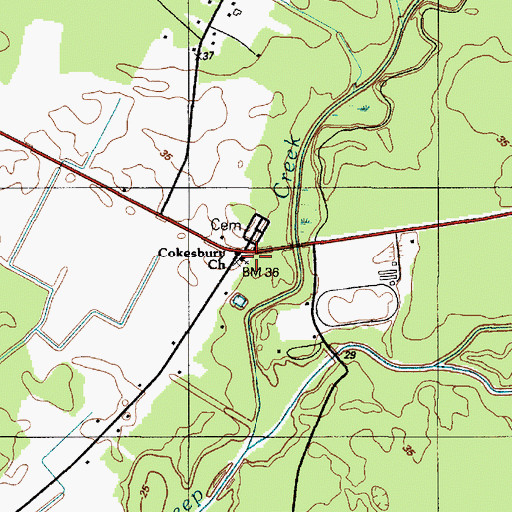 Topographic Map of Cokesbury United Methodist Church, DE