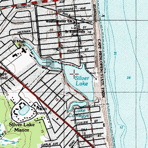 Topographic Map of Lake Comegys, DE