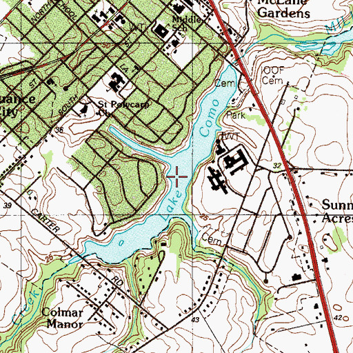 Topographic Map of Lake Como, DE
