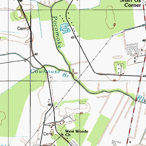 Topographic Map of Cowhouse Branch, DE