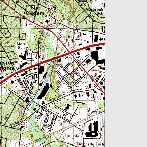Topographic Map of Cranston Heights, DE
