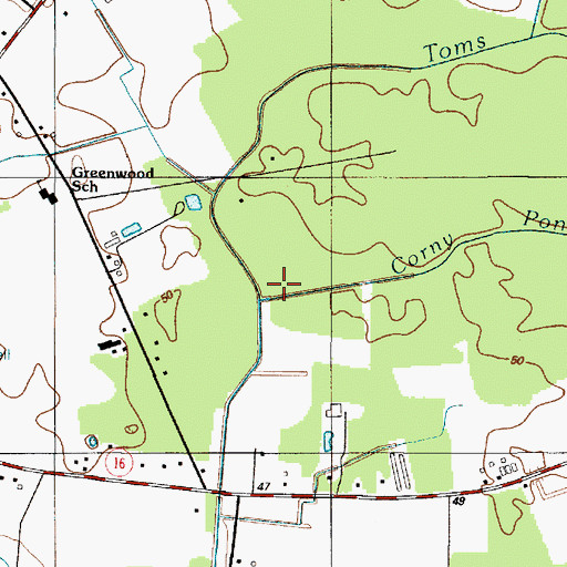 Topographic Map of Crony Pond Branch, DE