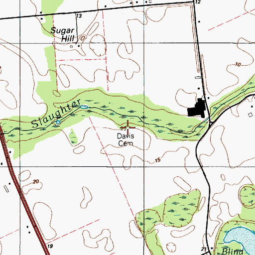 Topographic Map of Davis Cemetery, DE