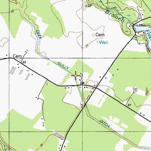 Topographic Map of Deep Gully Ditch, DE