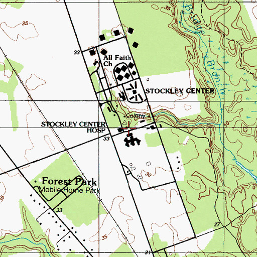 Topographic Map of Delaware Colony State Training School, DE