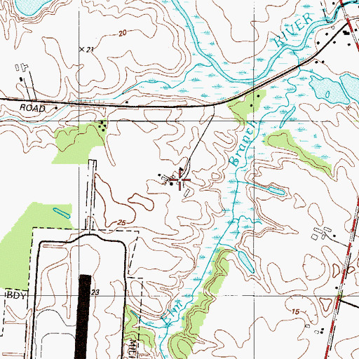 Topographic Map of Cherbourg Round Barn, DE