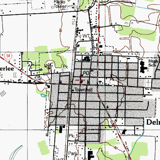 Topographic Map of Delmar, DE