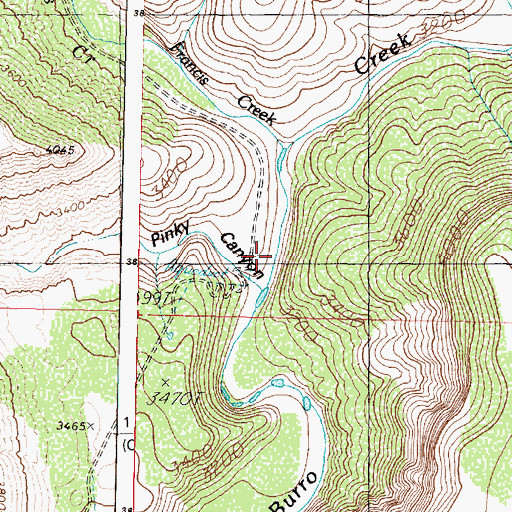 Topographic Map of Pinky Canyon, AZ