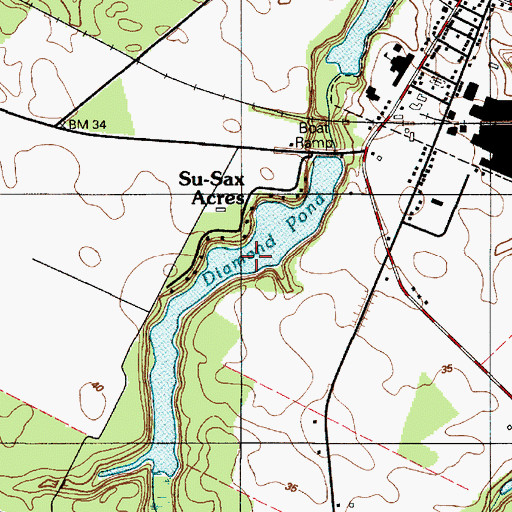 Topographic Map of Diamond Pond, DE