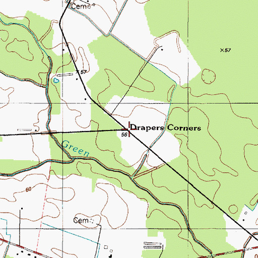 Topographic Map of Drapers Corners, DE