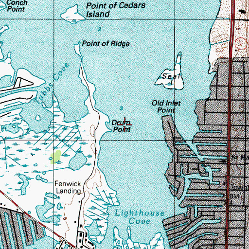 Topographic Map of Drum Point, DE