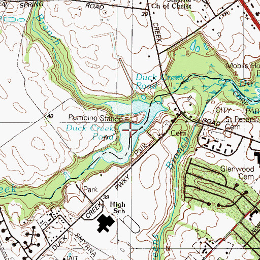 Topographic Map of Duck Creek Pond, DE