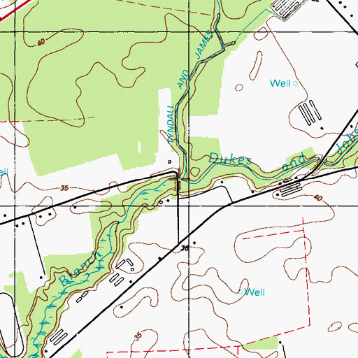 Topographic Map of Dukes and Jobs Ditch, DE