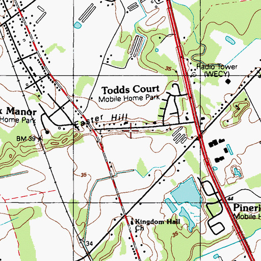 Topographic Map of Easter Hill, DE
