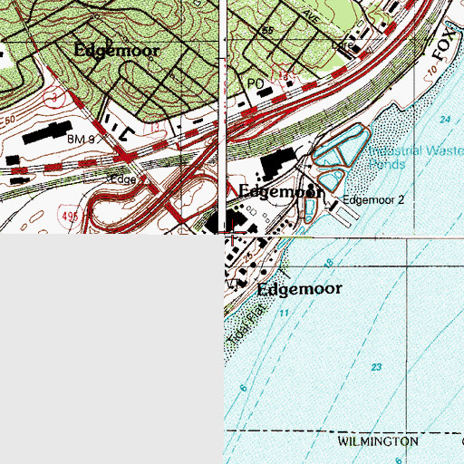 Topographic Map of Edgemoor, DE