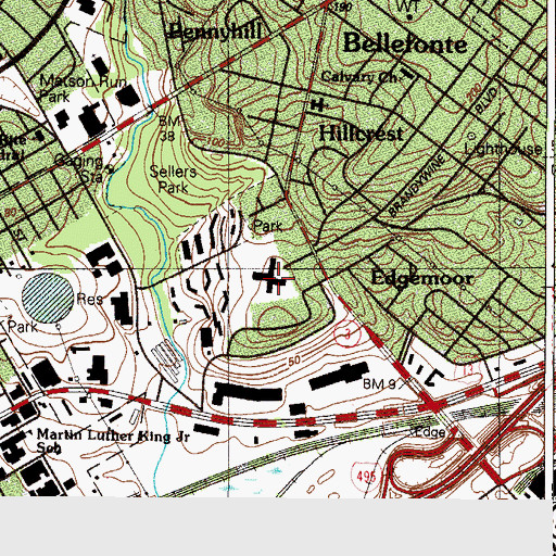 Topographic Map of Edgemoor School, DE
