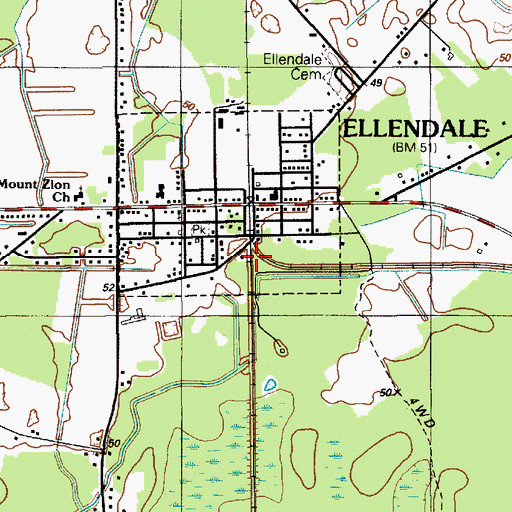 Topographic Map of Ellendale, DE