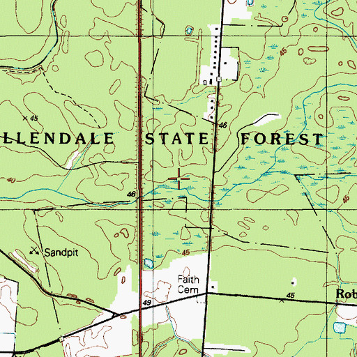 Topographic Map of Ellendale State Forest, DE