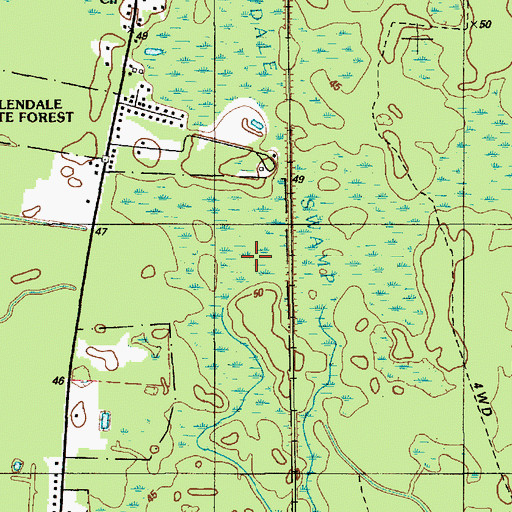 Topographic Map of Ellendale Swamp, DE