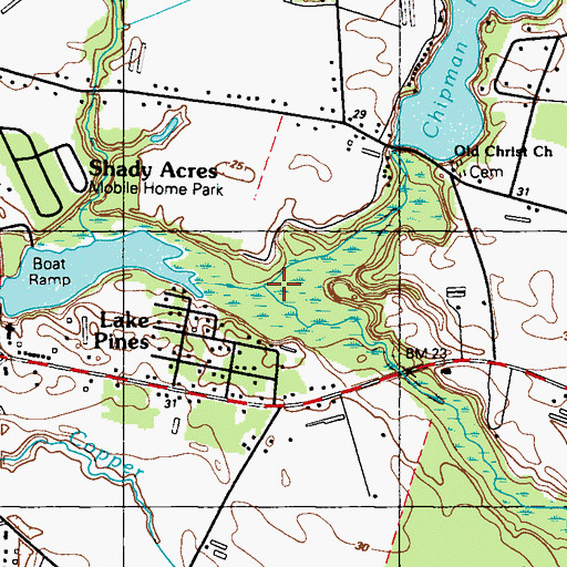 Topographic Map of Elliott Pond Branch, DE