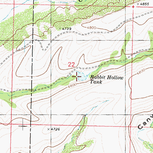 Topographic Map of Rabbit Hollow Tank, AZ