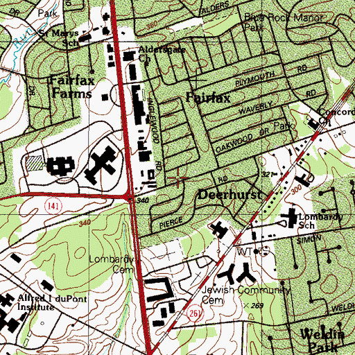 Topographic Map of Fairfax, DE