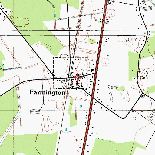 Topographic Map of Farmington, DE