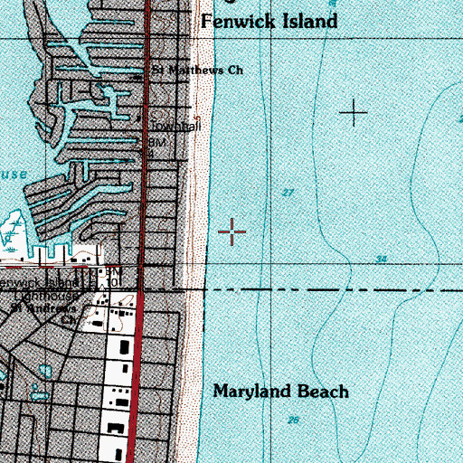 Topographic Map of Fenwick Island, DE