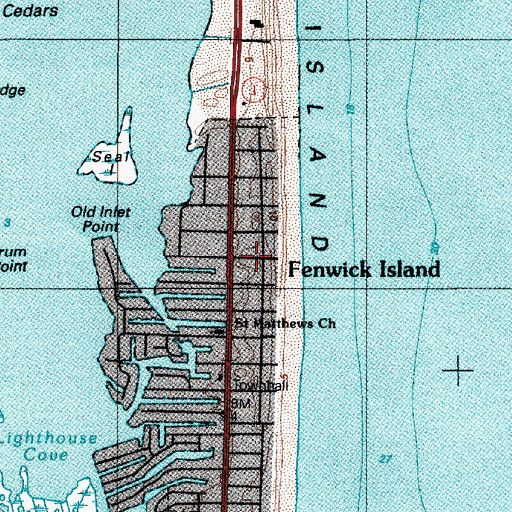 Topographic Map of Fenwick Island, DE