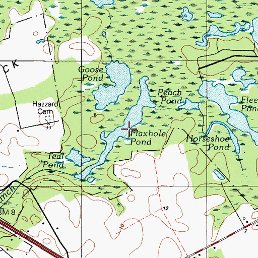 Topographic Map of Flaxhole Pond, DE