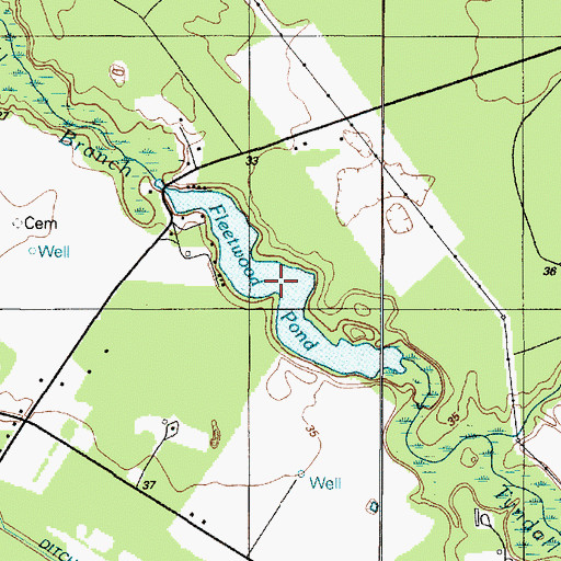 Topographic Map of Fleetwood Pond, DE
