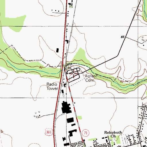 Topographic Map of Forest Cemetery, DE