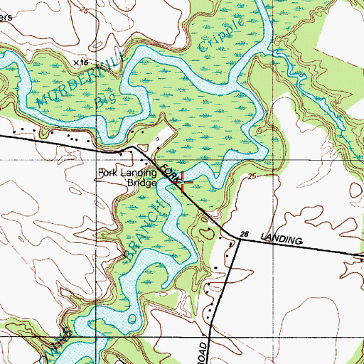 Topographic Map of Fork Landing Bridge, DE