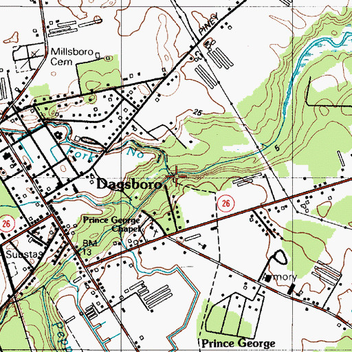 Topographic Map of Fork Number One Pepper Creek, DE
